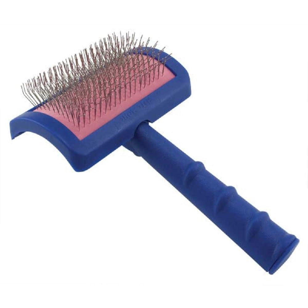 Tuffer than Tangles Dog Grooming Slicker Brush - Medium Size with Angled Pins for Dematting & Undercoat Removal, Ideal for Doodle Breeds, Comfort Grip Handle