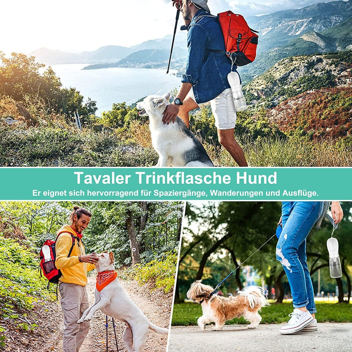 Dog Water Bottle - Large Portable Dog Water Bottle 550Ml Water Feeder Leak Proof Portable Puppy Water Dispenser with Drinking Feeder for Pets Outdoor Walking, Hiking, Travel, for Pets