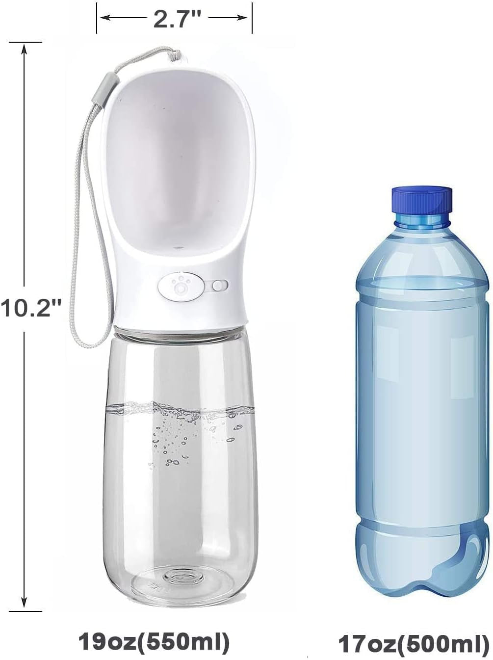 Dog Water Bottle - Large Portable Dog Water Bottle 550Ml Water Feeder Leak Proof Portable Puppy Water Dispenser with Drinking Feeder for Pets Outdoor Walking, Hiking, Travel, for Pets
