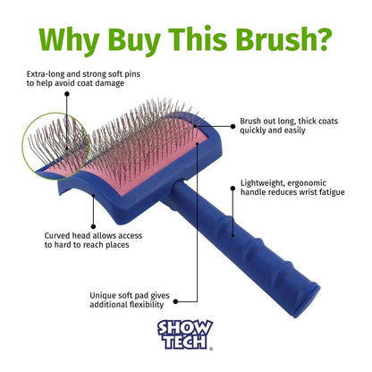 Tuffer than Tangles Dog Grooming Slicker Brush - Medium Size with Angled Pins for Dematting & Undercoat Removal, Ideal for Doodle Breeds, Comfort Grip Handle