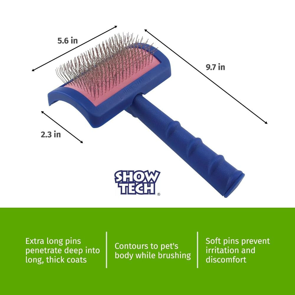 Tuffer than Tangles Dog Grooming Slicker Brush - Medium Size with Angled Pins for Dematting & Undercoat Removal, Ideal for Doodle Breeds, Comfort Grip Handle